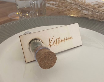 Place card wooden sign with test tube | Wedding | Baptism | Birthday | Communion | Company party