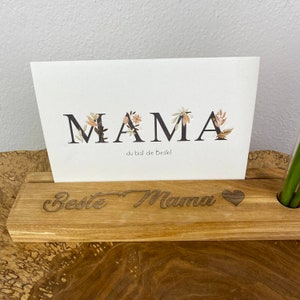 Beste Mama Kartenhalter mit Blumenvase | Fotoleiste | Kartenaufsteller | Bilderleiste | Muttertagsgeschenk | Muttertag