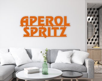 Schriftzug 3D aus Holz "APEROL SPRITZ" | Holz Schriftzug | Wandtattoo Holz | Wanddeko