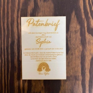 Patenbrief aus Holz | personalisiertes Geschenk vom Taufkind für den Paten | Geschenk zur Taufe | Patenurkunde