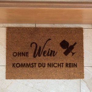 Doormat coconut "You can't get in without wine"