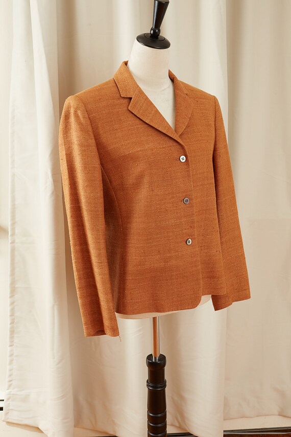 100% Silk Knit Outer Blazer by Bernard Zins in Si… - image 1