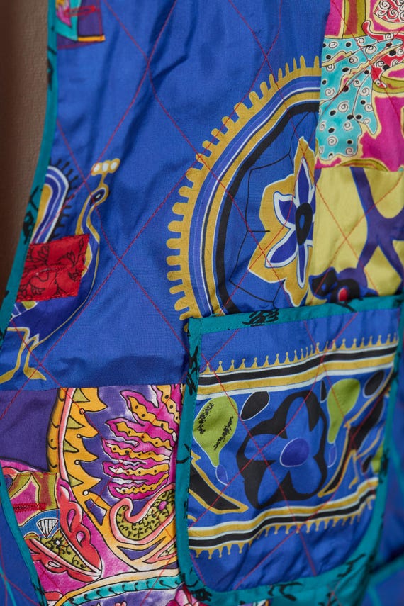 Vintage Patchwork Quilted Silk Jacket – Colorful … - image 6
