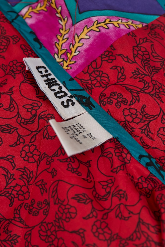 Vintage Patchwork Quilted Silk Jacket – Colorful … - image 9