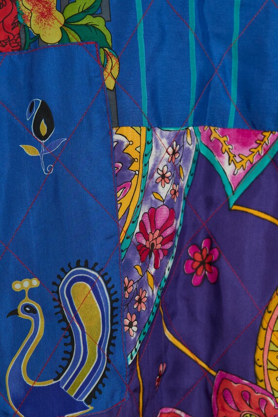 Vintage Patchwork Quilted Silk Jacket – Colorful … - image 3