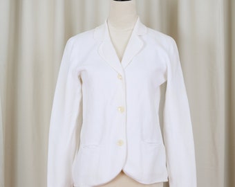 100% Cotton White Blazer by Lauren by Ralph Lauren in size large