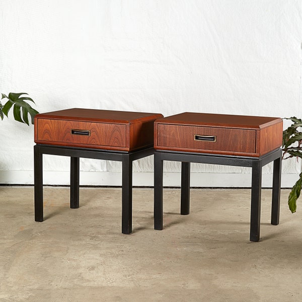 Founders 'Patterns 12' nightstands, pair, refinished  - Please send us a message to arrange shipping