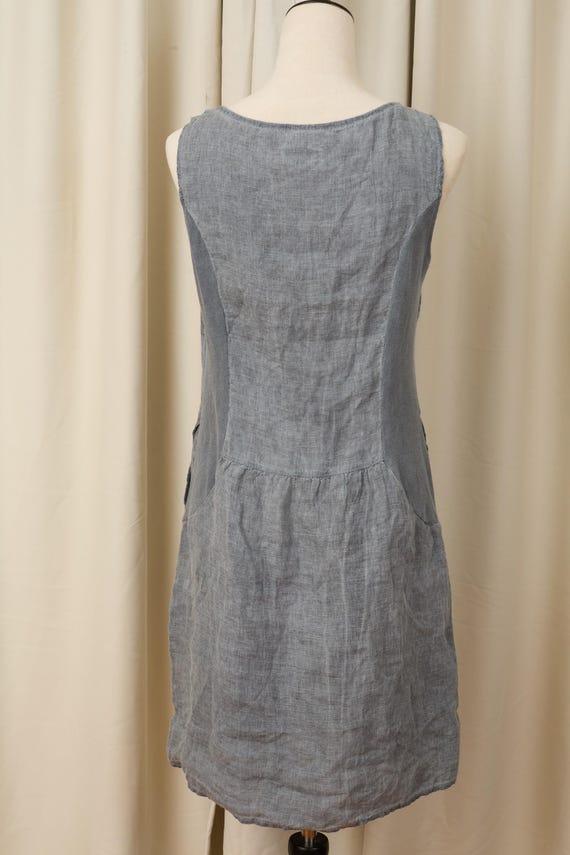 100% Linen Dress with Floral Embroidery - Made in Italy - Sleeveless Small by Lina Tomei 100% Linen Dress with Floral Embroidery - Made in Italy - Sleeveless Small by Lina Tomei