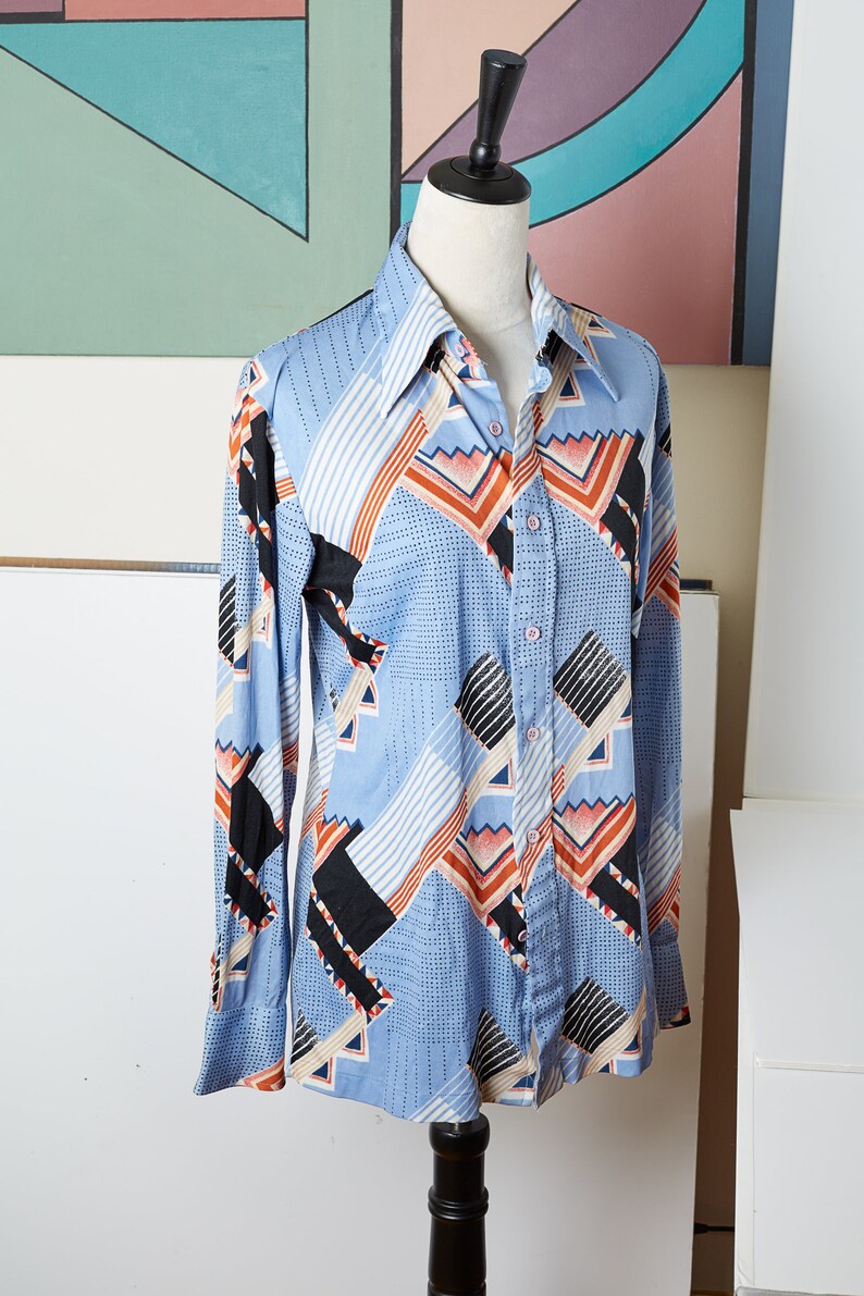 Vintage 70s Button Down Collared Long Sleeve Shirt by HUKAPOO Amazing