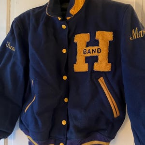 Chaqueta vintage de lana con letras de los años 70