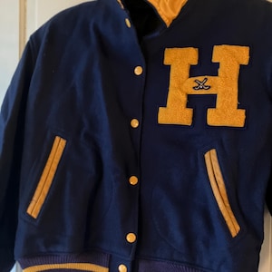 Chaqueta vintage de lana con letras de los años 70