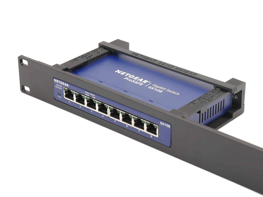 Netgear GS108 Injection Molded Front and 3D Printed Rear Arms 19inch 1U