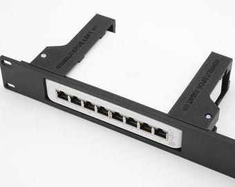 UniFi USW-LITE-8-POE Injection molded front (customized) and 3D printed rear arms 19inch 1U rack mount