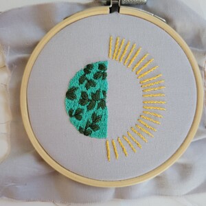 PDF Embroidery Pattern of Sun & Moon Floral