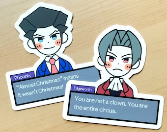 AA Phoenix Wright and Miles Edgeworth Sticker Set | Die Cut Vinyl