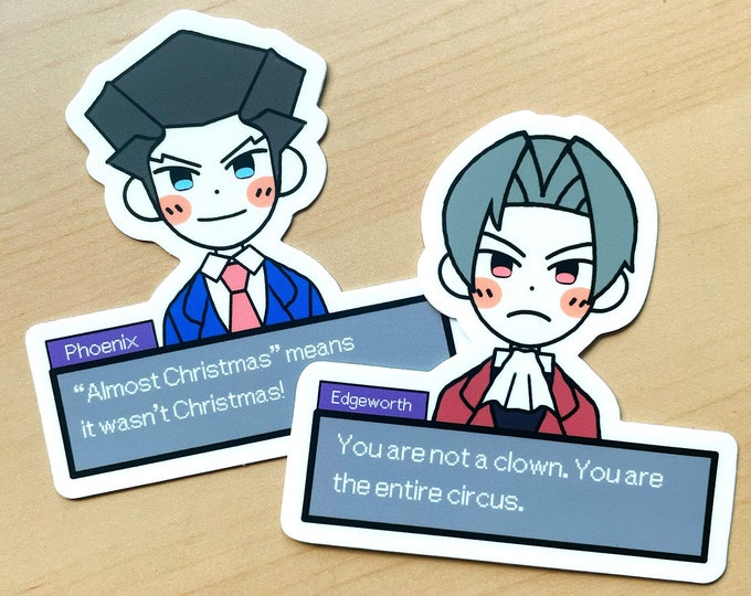 Phoenix Wright and Miles Edgeworth Sticker Set Die Cut Vinyl
