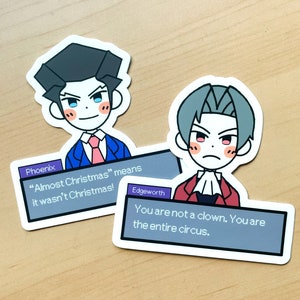 Ace Attorney Phoenix Wright and Miles Edgeworth Sticker Set | Die Cut Vinyl