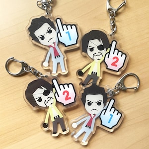 Yakuza / Like a Dragon Mii styled Kiryu Kazuma and Majima Goro double sided acrylic charms
