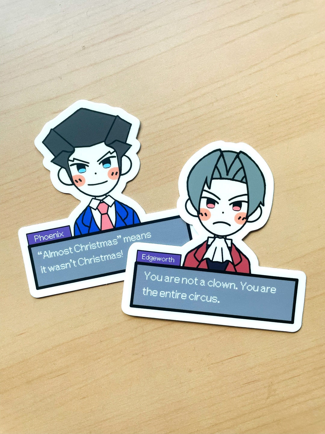 AA Phoenix Wright and Miles Edgeworth Sticker Set Die Cut