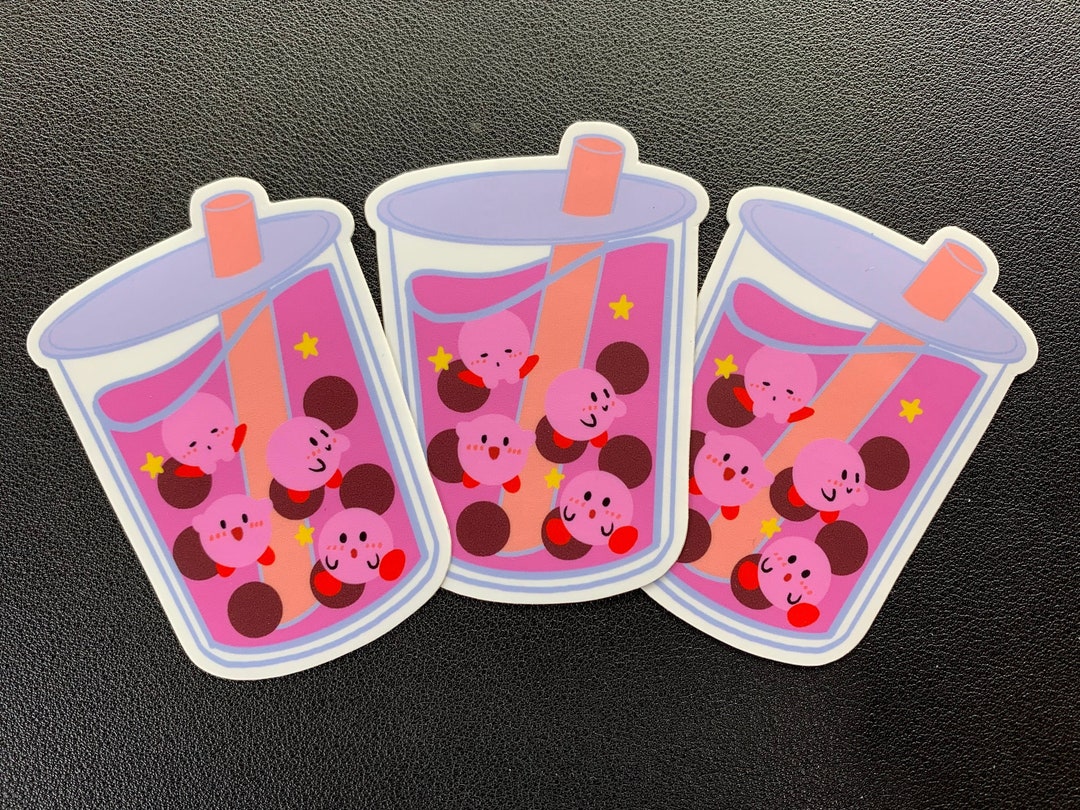 Kirby Bubble Tea Stickers Die Cut Vinyl Etsy