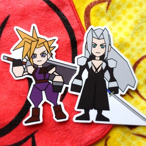 Final Fantasy VII PS1 Styled Graphics Sticker Set | Cloud Strife and Sephiroth | Die Cut Vinyl