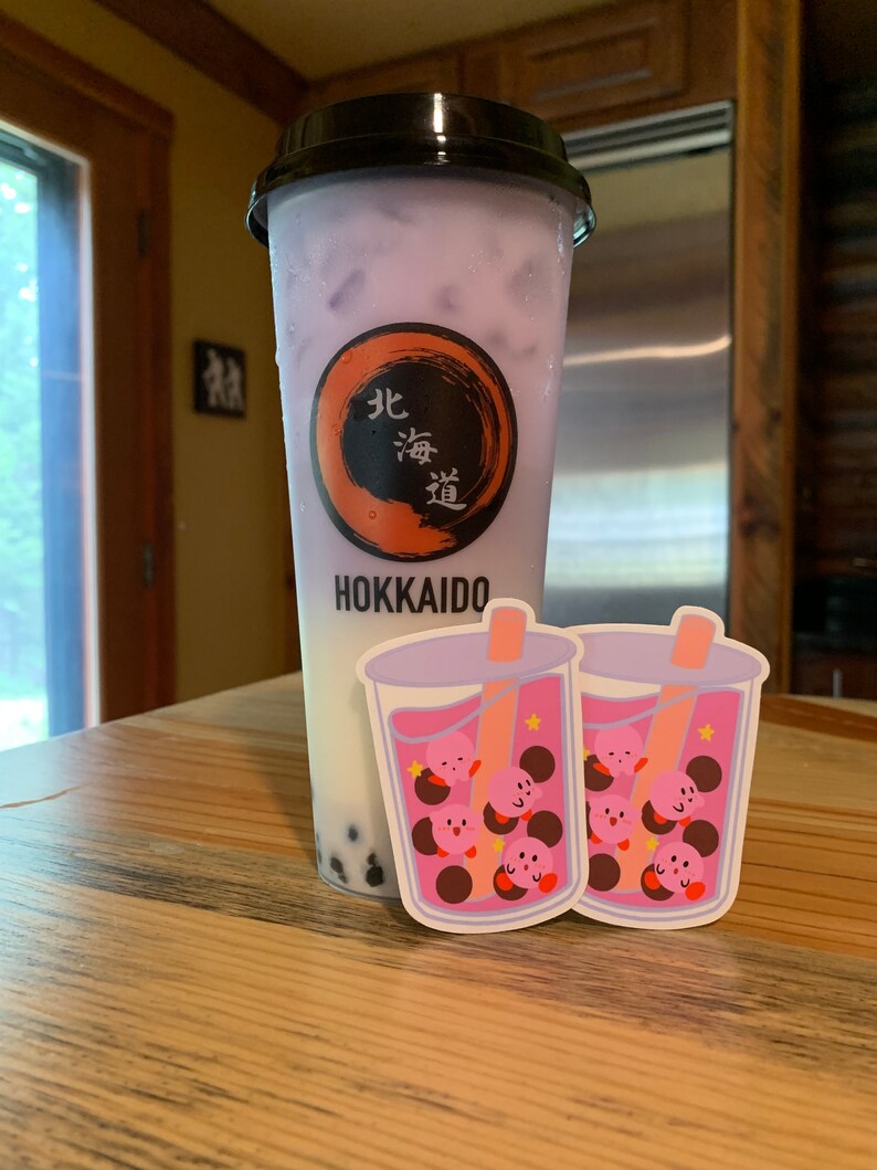 Kirby Bubble Tea Stickers Die Cut Vinyl Etsy