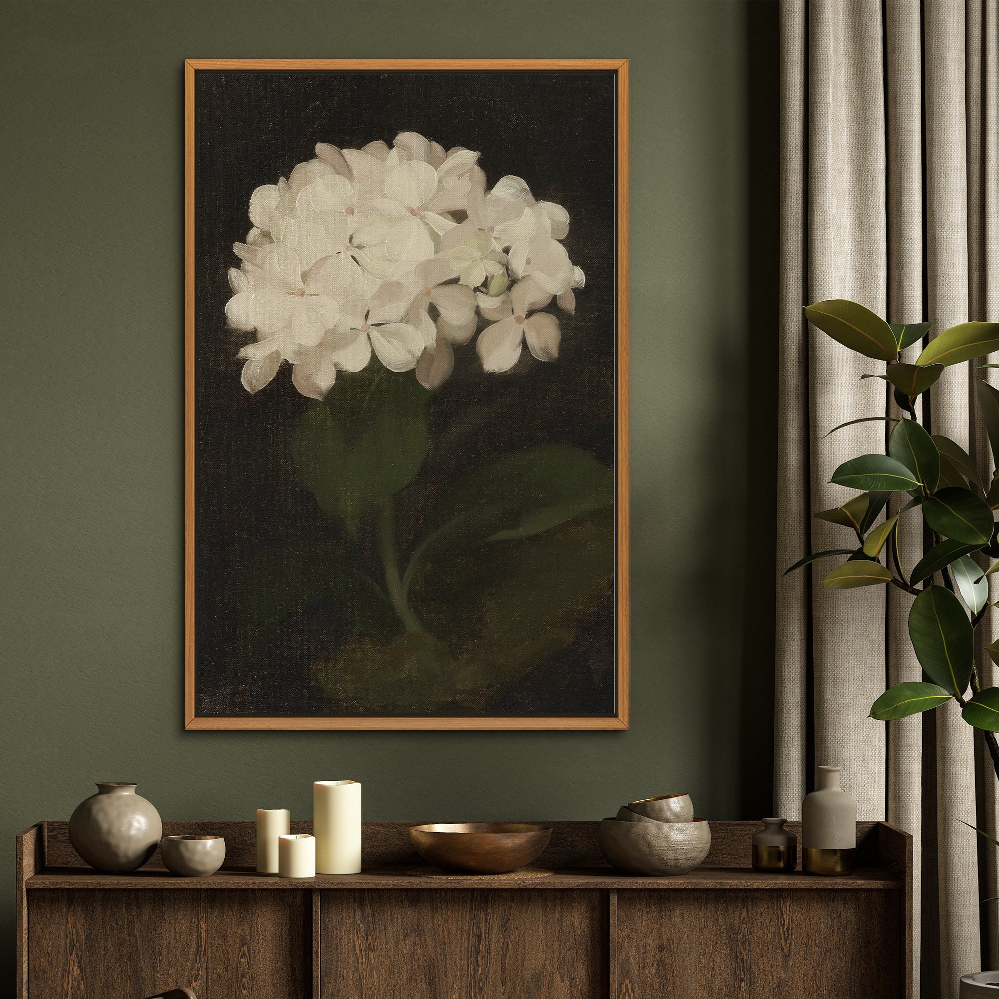 Vintage Hydrangea Oil Painting Print: Framed Nature Wall Art - Etsy