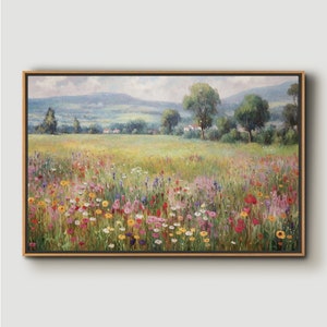 Wildflower Field Landscape Art Print: Framed Nature Gallery Wall Art