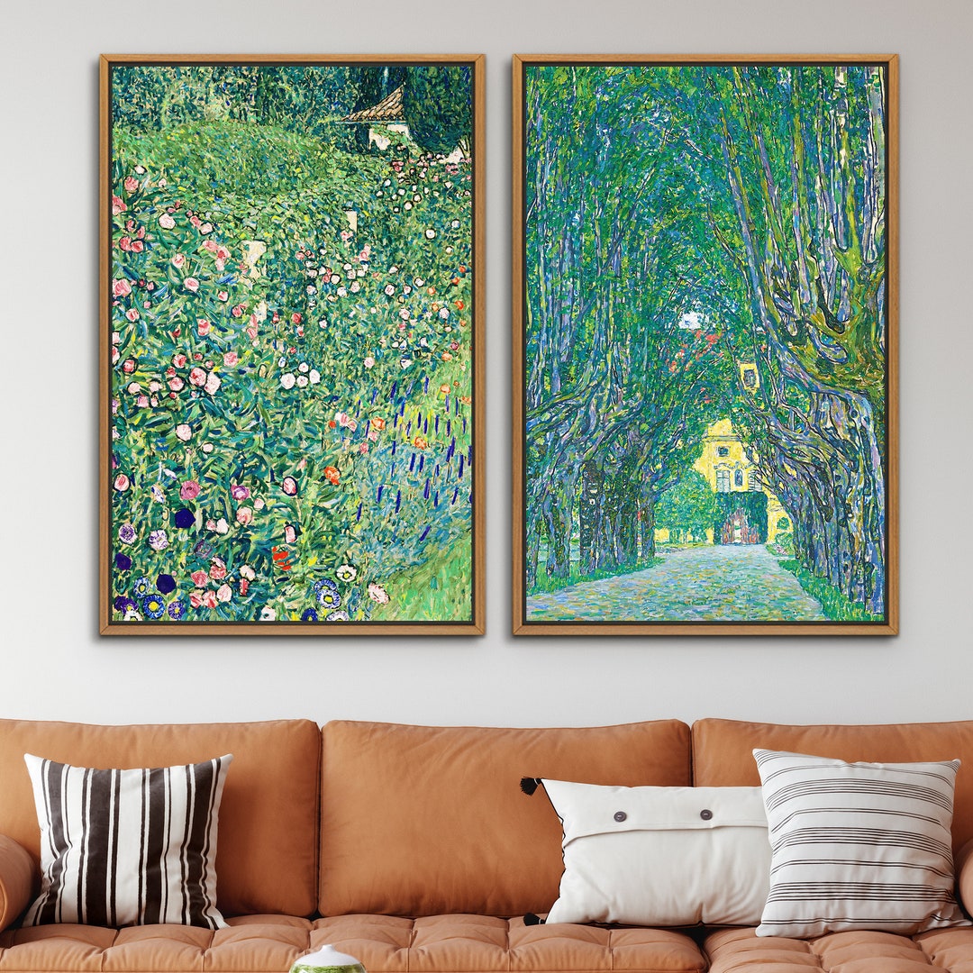 Image showcasing Gustav Klimt Canvas Print Set: Framed Nature Landscape Wall Art - Etsy