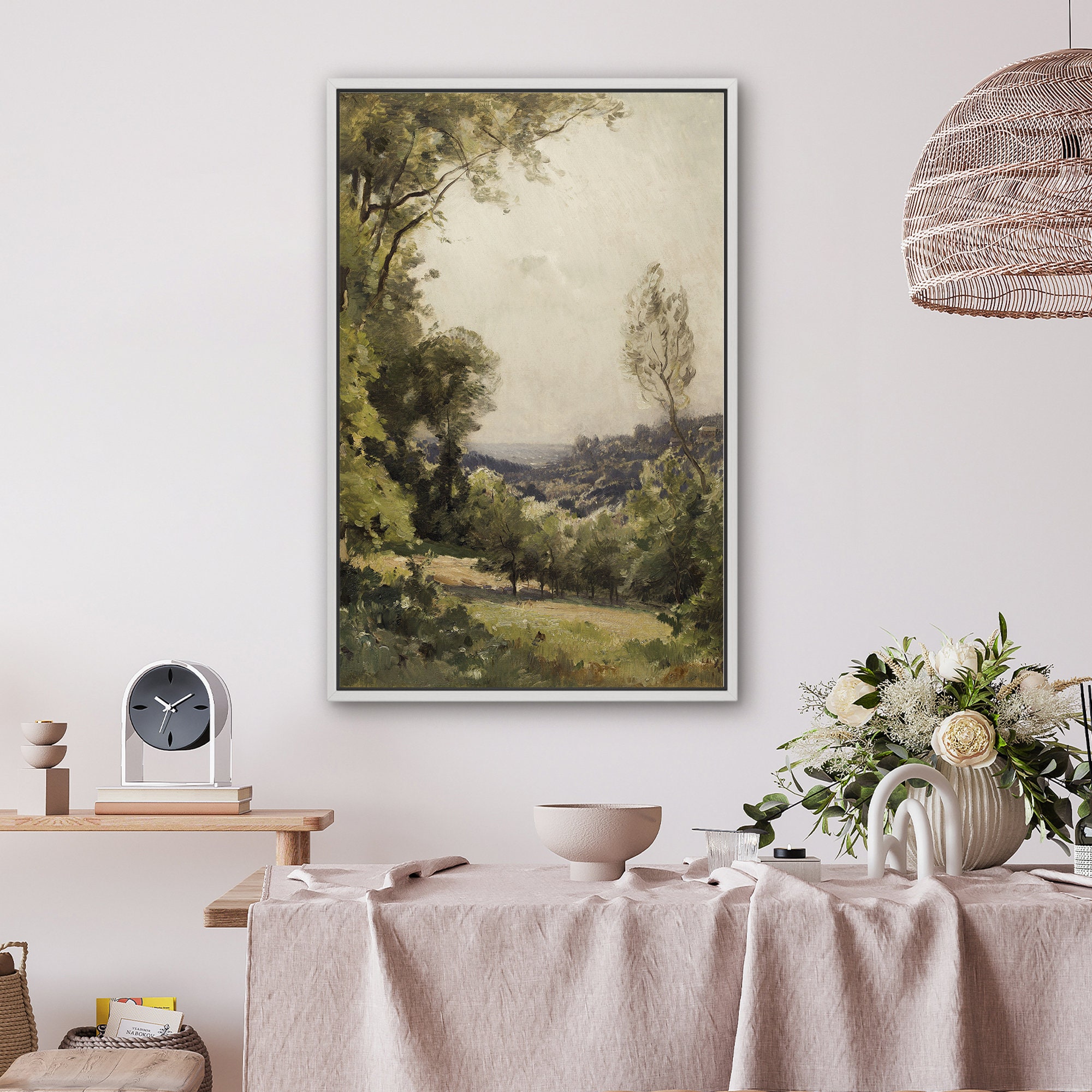 Vintage Forest Landscape Framed Canvas Print: Nature Wall Art - Etsy