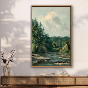 Oil Painting Landscape Wall Art Print, Nature Framed Large Gallery Art, Minimalist Art