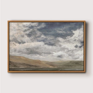 Vintage Landscape Oil Painting Large Wall Art Print, Framed Canvas Nature Gallery Wall Decor, Rustic Country Landscape for Living Room