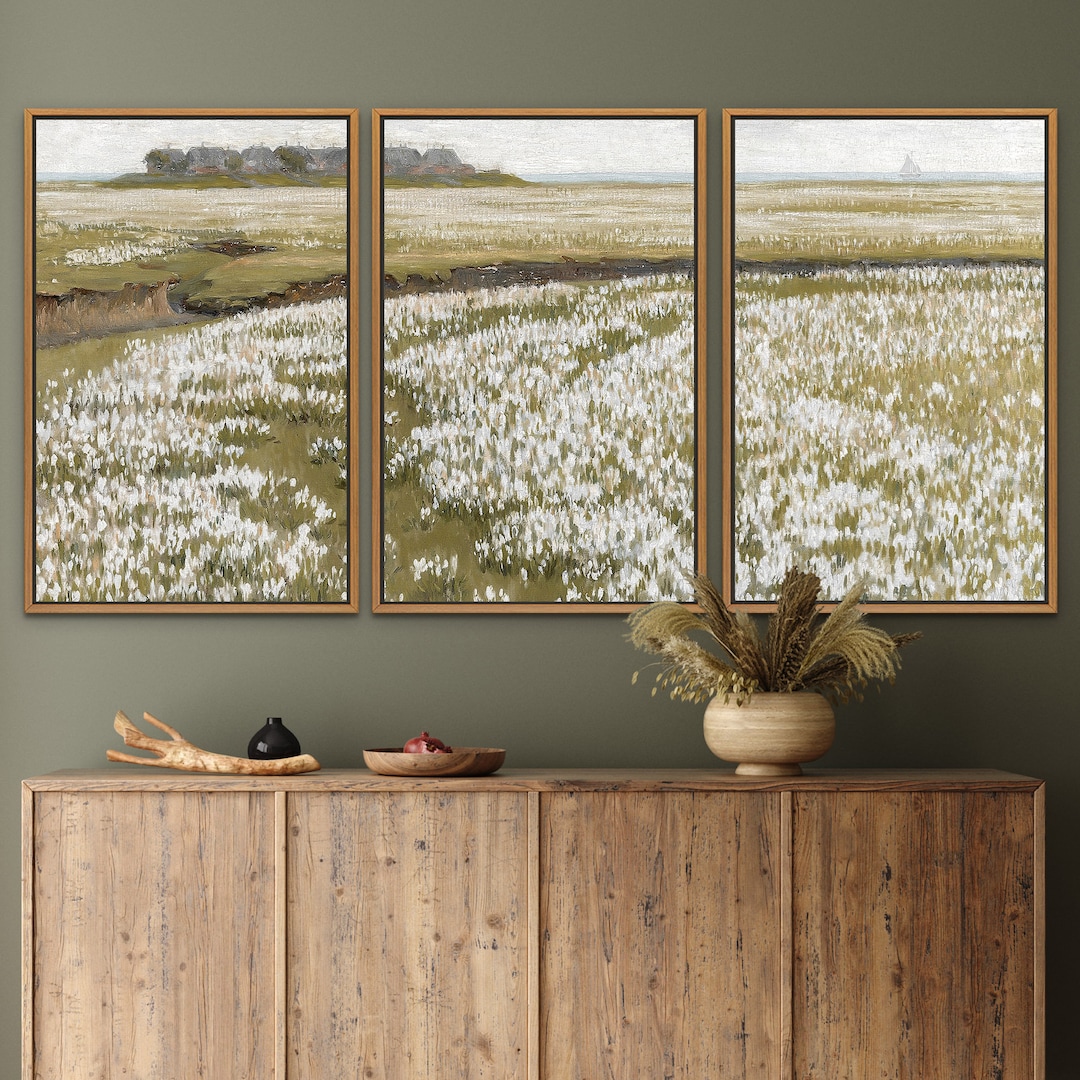 Vintage Wildflower Landscape Art Print Set of 3: Framed Gallery Wall ...