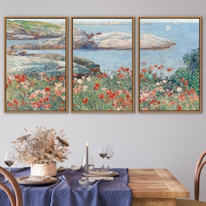 Frederick Childe Hassam Landscape Set Of Three Wall Art Print, Nature Framed Large Gallery Art, Vintage Wall Decor for Living Room