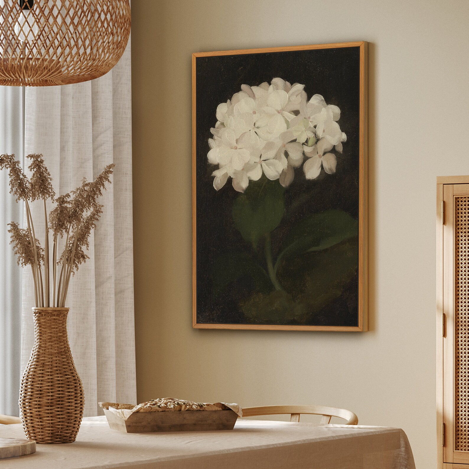 Vintage Hydrangea Oil Painting Print: Framed Nature Wall Art - Etsy