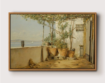A Loggia from Procida Painting Print ,Oil Painting Wall Art,Nature Framed Gallery Art,Vintage Wall Decor for Living Room