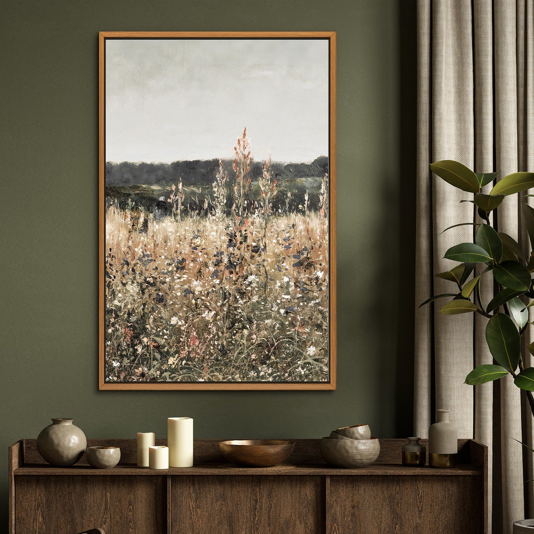 Wildflower Field Canvas Print: Rustic Country Landscape Wall Art - Etsy