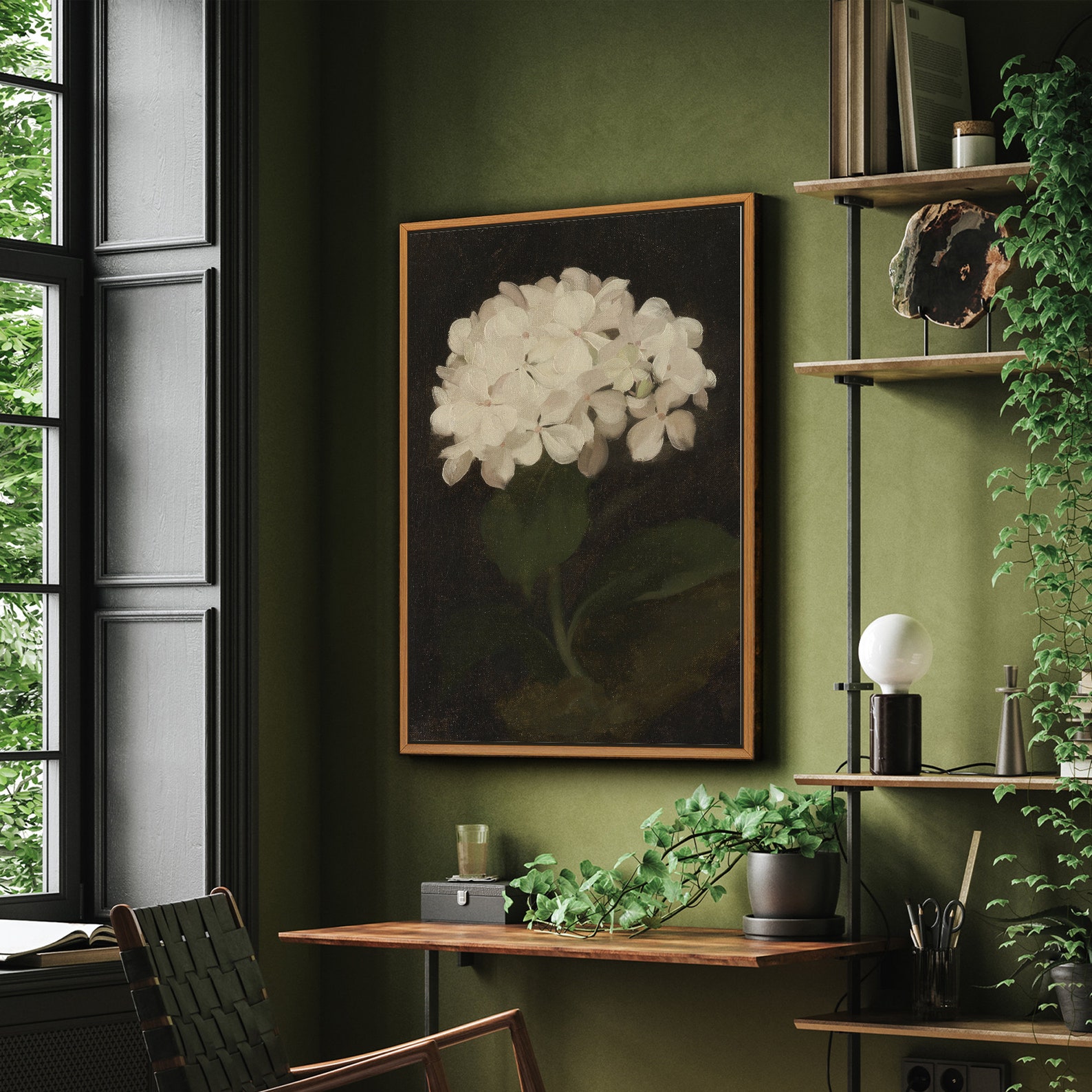 Vintage Hydrangea Oil Painting Print: Framed Nature Wall Art - Etsy