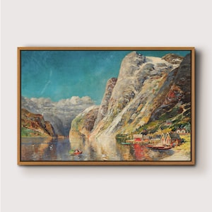 Mountain Lake Landscape Art Print: Framed Gallery Wall Art