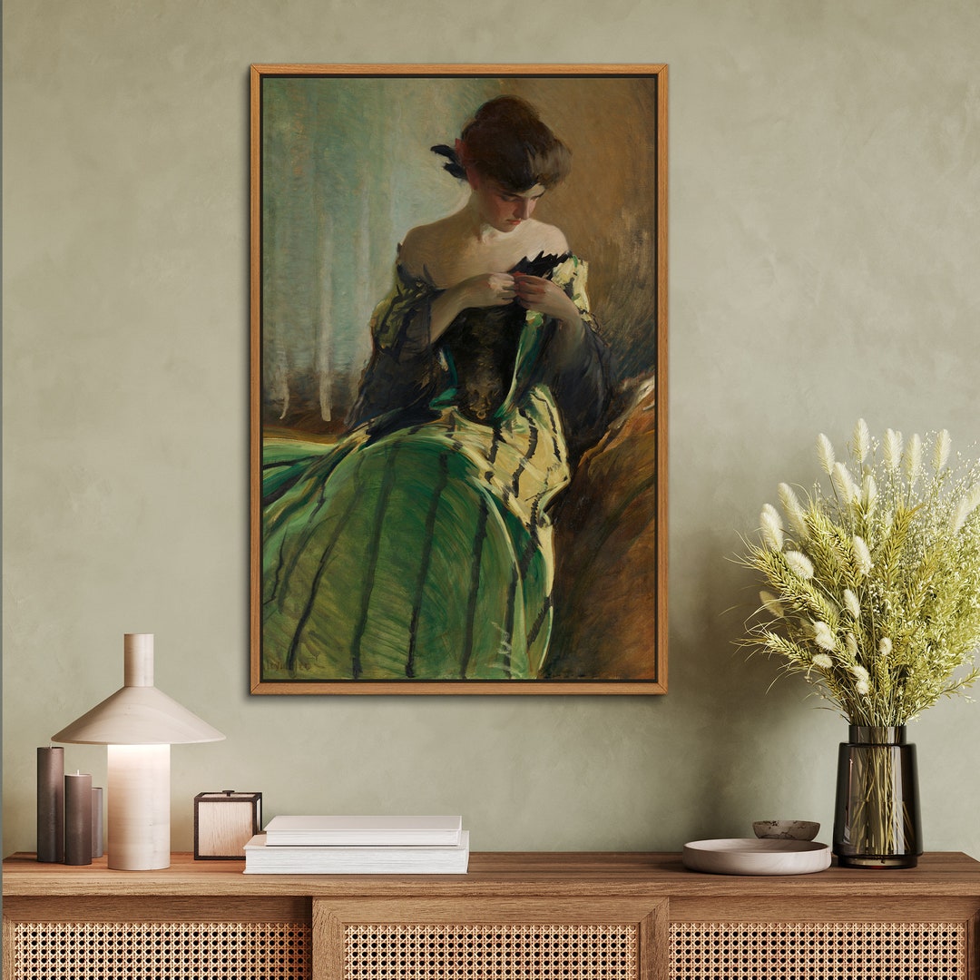 Woman Portrait Art Print: Study in Black and Green, Framed Gallery Wall ...