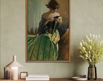 Study in Black and Green (1906) Oil Painting Wall Art Print, Woman Beauty Portrait Framed Large Gallery Art, (with hanging kit)