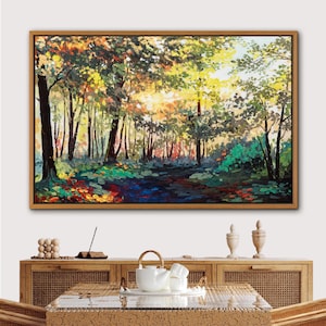 Framed Forest Landscape Art Print: Large Gallery Wall Decor