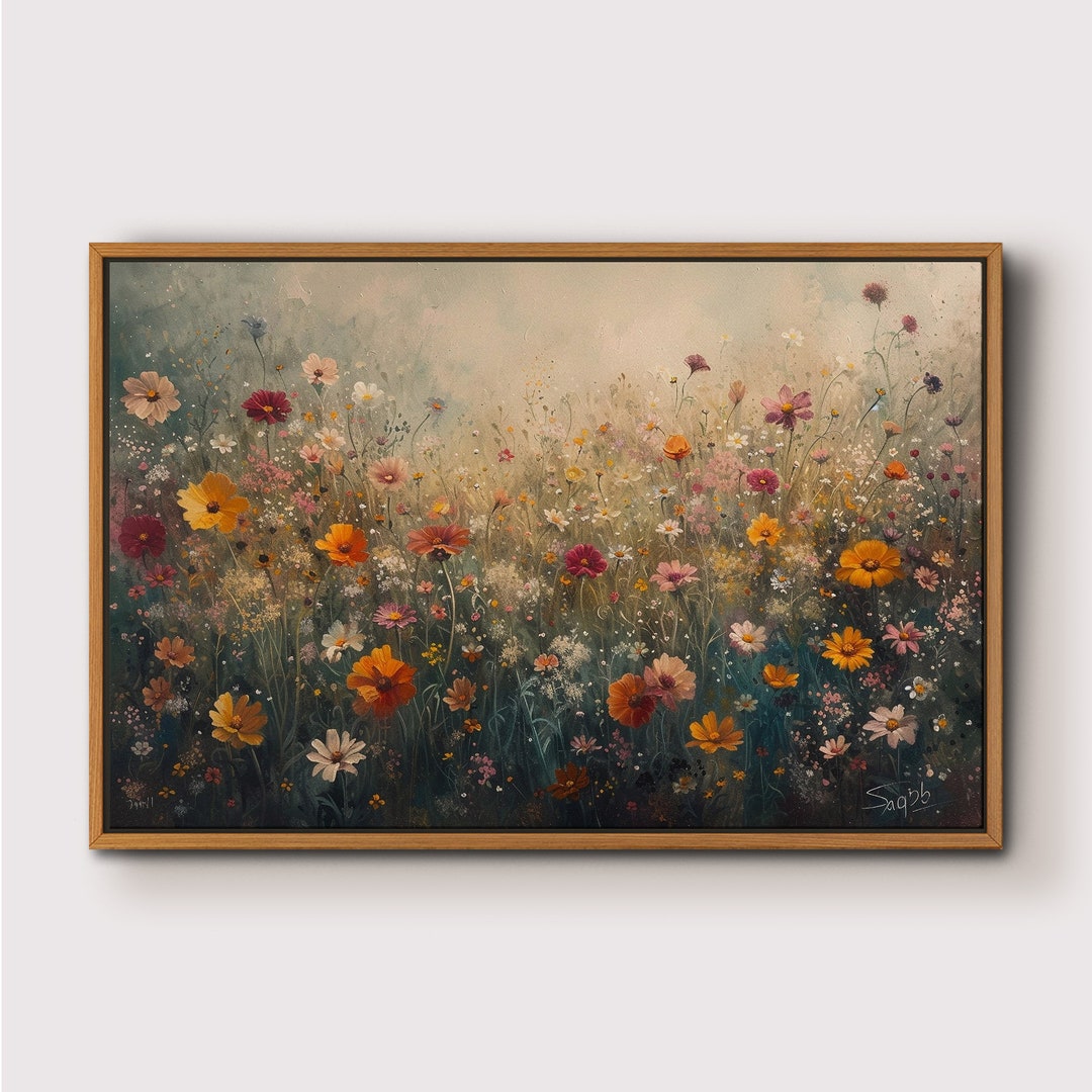 Wildflower Landscape Art Print: Framed Nature Gallery Wall Art - Etsy