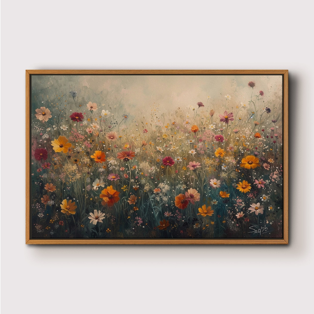 Wildflower Oil Painting Landscape Wall Art Print, 36x24