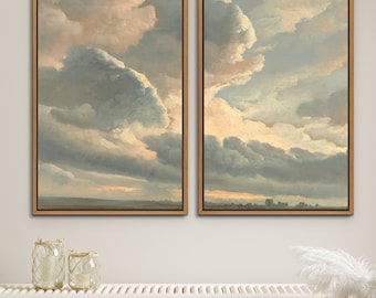 Framed Cloudscape Canvas Print Set: Sunset Near Rome, Landscape Wall Art