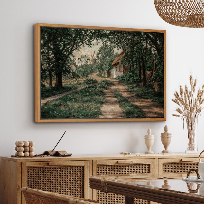 Vintage Summer Landscape Oil Painting Art Print: Framed Gallery Wall ...