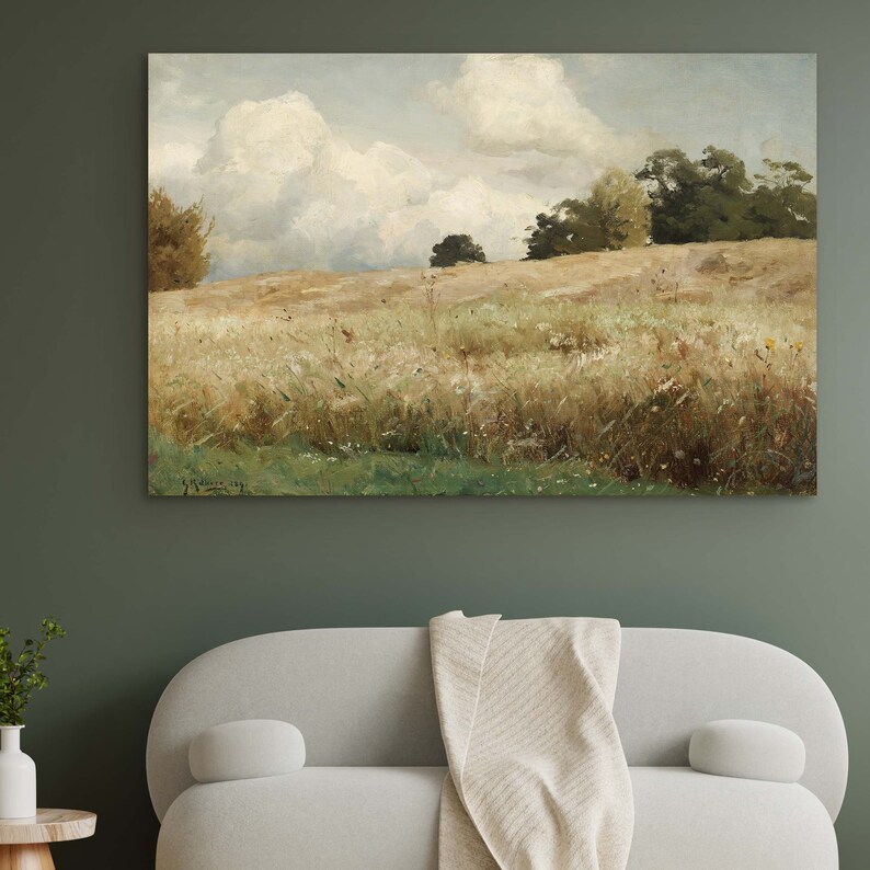 Vintage Oil Painting Landscape Wall Art Print Nature Framed Etsy