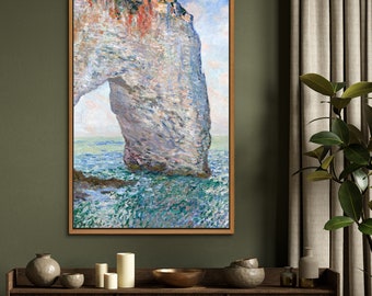 Monet The Manneporte near Étretat 1886 Vintage Oil Painting Wall Art Print, Framed Canvas Nature Wall Decor For Living Room