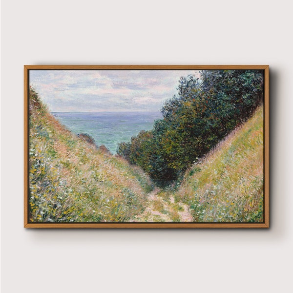 Framed Vintage Landscape Art Print: Coastal Path Gallery Wall Art