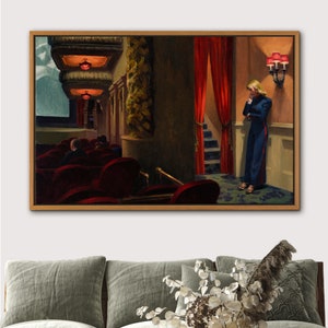 New York Movie by Edward Hopper,Modern Large Wall Art Print, Nature Framed Large Gallery Art,Minimalist Wall Decor for living room,Bedroom